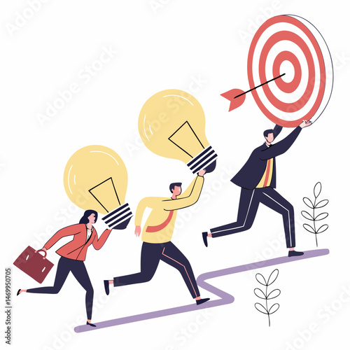 Business team achieving goals together by embracing ideas and strategic targets