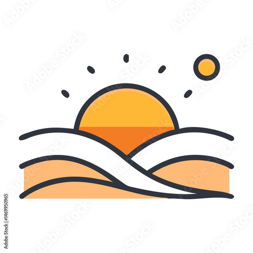 Sunset Over Dunes Desert Icon Design