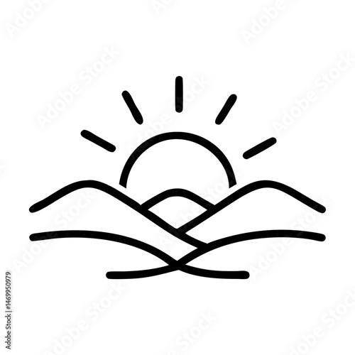 Sunset Over Dunes Desert Icon Design