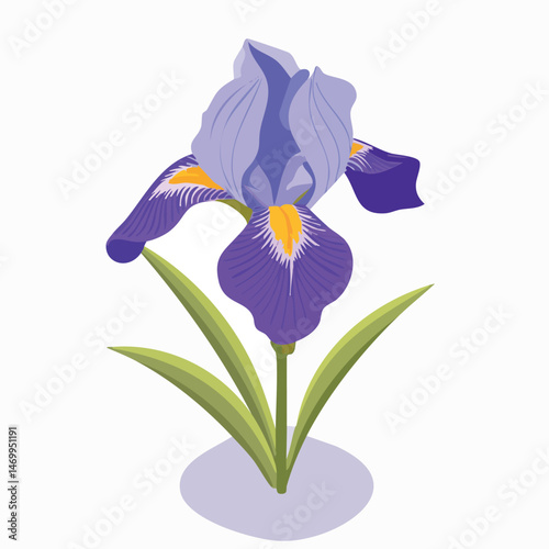 Iris Vector Illustration with Flat Design, Clean Line Art, and Modern Minimalist AestheticArt.