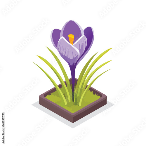 Crocus Vector Illustration with Flat Design, Clean Line Art, and Modern Minimalist AestheticArt.
