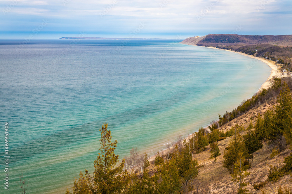 Obraz premium Sleeping Bear Dunes Shoreline Scenic View Along Lake Michigan