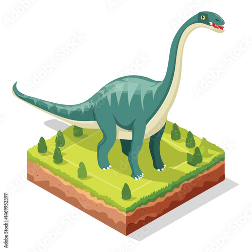 Brontosaurus Vector Illustration with Flat Design, Clean Line Art, and Modern Minimalist AestheticArt.