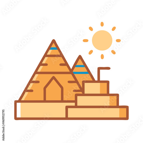 Sand Pyramid Ruins Ancient Icon Design