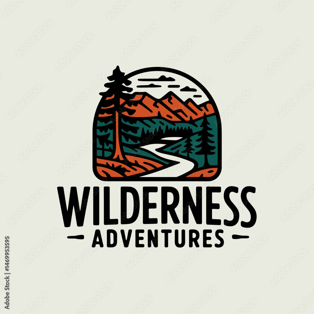 Obraz premium Vintage Retro Vector Adventure Logo, Badge Logo, Hiking Logo, Wilderness Logo
