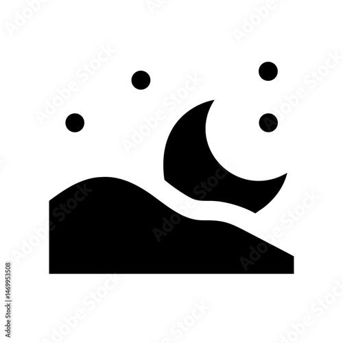 Night Desert View Landscape Icon Design