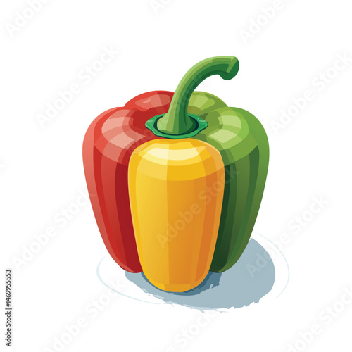 Bell Pepper Vector Illustration with Flat Design, Clean Line Art, and Modern Minimalist AestheticArt.