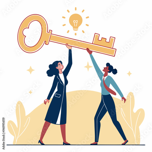 Business colleagues working together to unlock great ideas and a successful outcome.