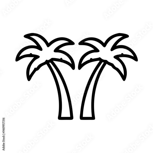 Twin Palm Trees Tropical Icon Design