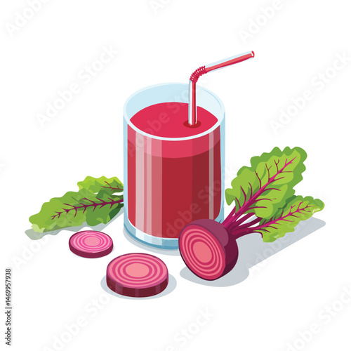 Beetroot Juice Vector Illustration with Flat Design, Clean Line Art, and Modern Minimalist AestheticArt.