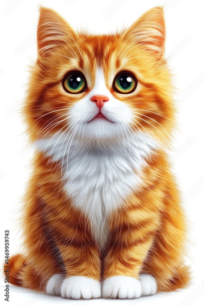 Obraz premium Adorable ginger kitten looking up