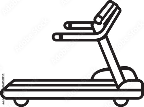 Treadmill icon outline for cardio exercise and dieting concept