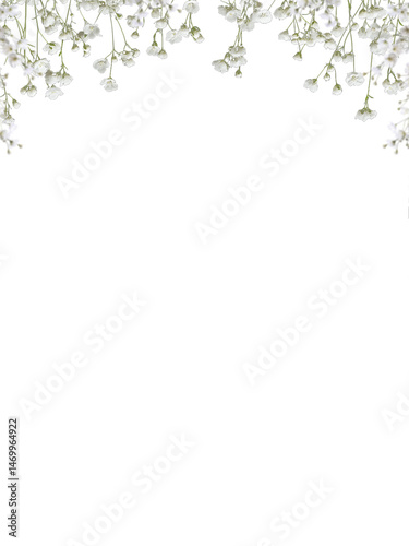 Fototapeta Naklejka Na Ścianę i Meble -  Pink baby's breath flower png. Gypsophila pink white floral design isolated on transparent background Flower frame png. empty space for text. For wedding invitations, floral branding, memorial cards.