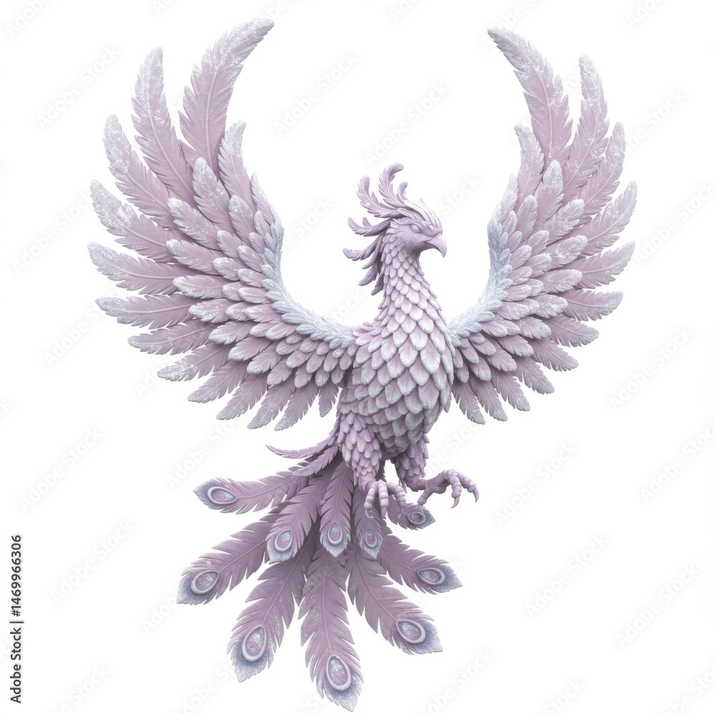 Fototapeta premium Pink Phoenix with Intricate Feathers, 3D Render