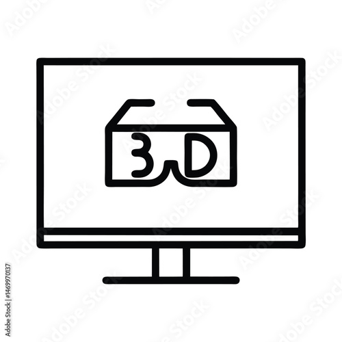 Monitor with 3D Glasses Icon