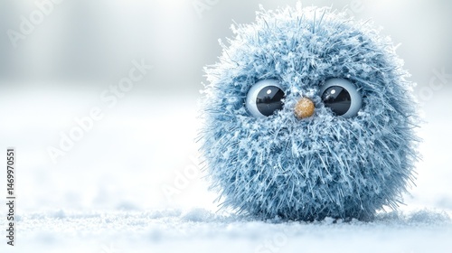 Fluffy, light blue snow creature