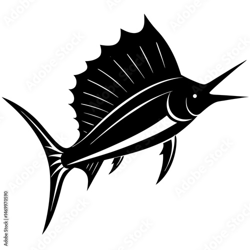 sailfish vector icon on white background