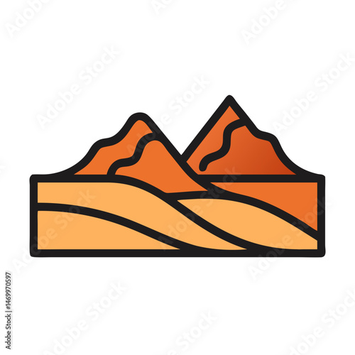 Desert Mountain Range Landscape Icon Design