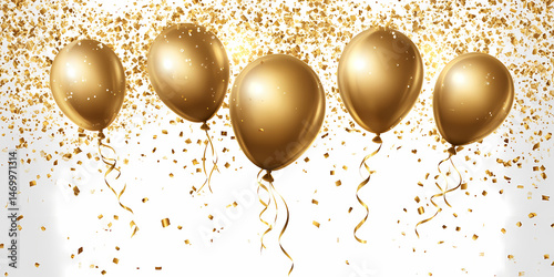 Golden Celebration Balloons and Confetti photo
