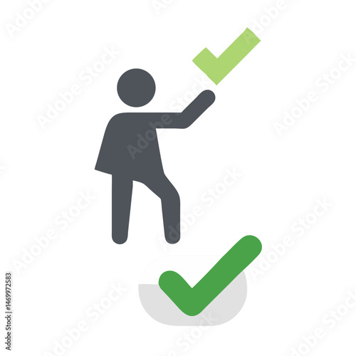 Vector illustration of an affirmative figure with check marks and transparent background