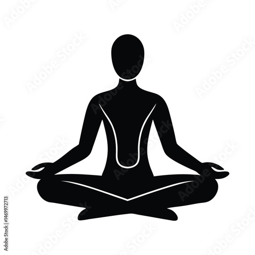 Meditation Pose Wellness Vector Silhouette