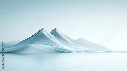 Abstract Blue and White Mountainscape 3D Render