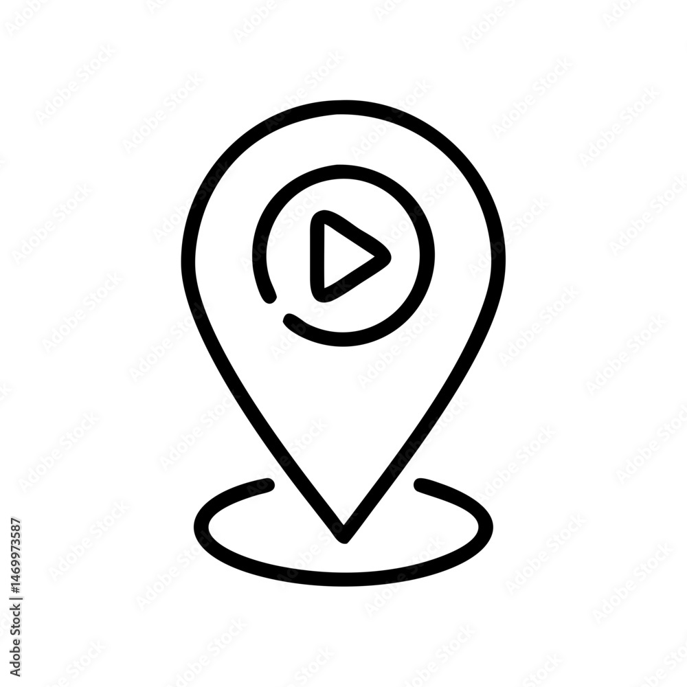 Location Pin with Play Button Icon Design Location Pin with Play Button Icon Design