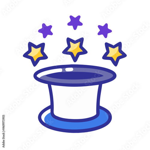 Magician Hat with Stars Magic Icon Design