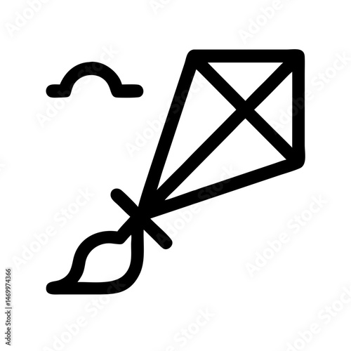 Flying Kite Outdoor Activity Icon Design

