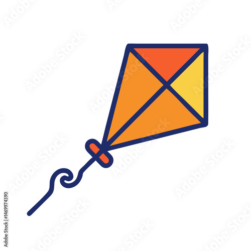 Flying Kite Outdoor Activity Icon Design

