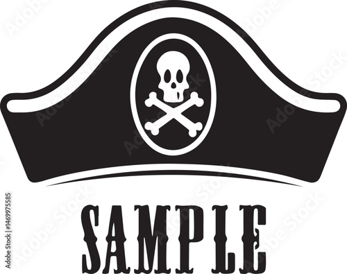 Classic Pirate Hat with Skull Symbol Vector