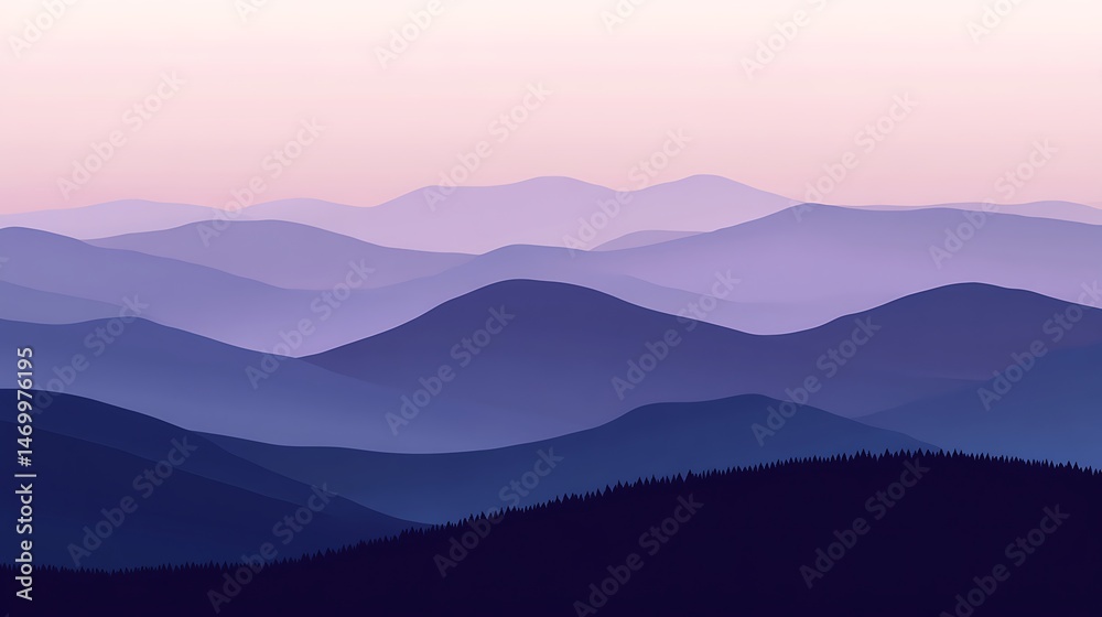 Misty Mountain Range Sunset. Misty Mountain Range Sunset.