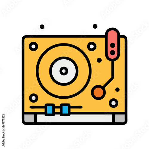 DJ Turntable Music Equipment Icon Design