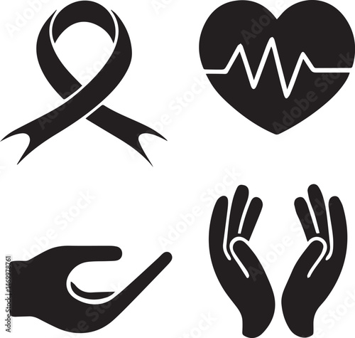 Semicolon Symbol and Mental Health Icon Set