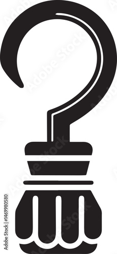 Pirate Hook Hand Icon in Minimal Black Style
