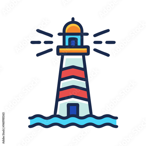 Lighthouse Coastal Beacon Light Icon Design