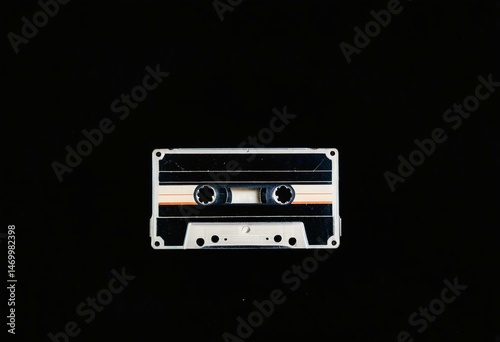 A black and white image of a cassette tape.