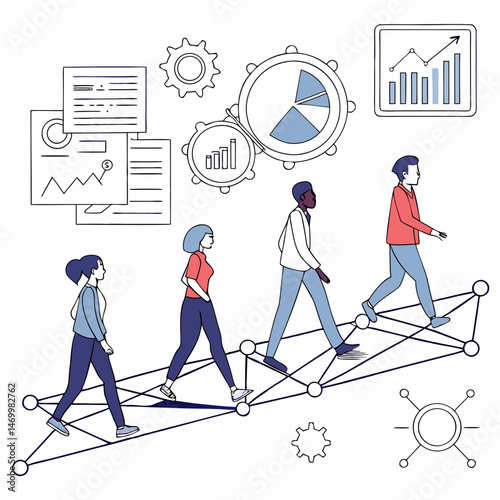 Team collaboration on the path to business success with data analysis tools