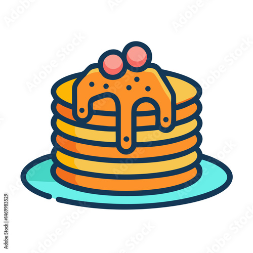 Syrup Covered Pancakes Breakfast Icon Design