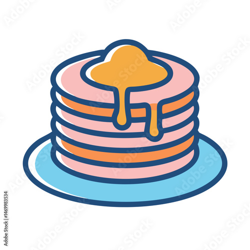 Syrup Covered Pancakes Breakfast Icon Design