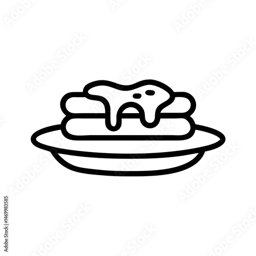 Syrup Covered Pancakes Breakfast Icon Design