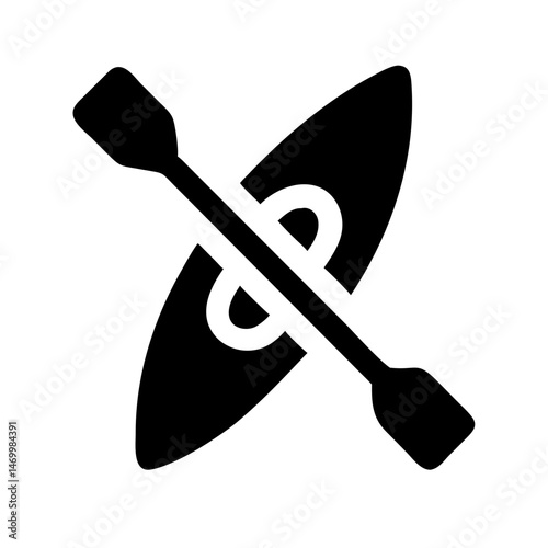 Canoe with Paddle Watercraft Icon Design