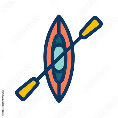 Canoe with Paddle Watercraft Icon Design
