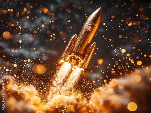 Rocket launch symbolizing business profit growth