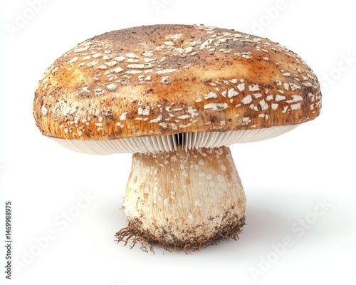 Single mushroom, light brown cap, white stem (1) photo