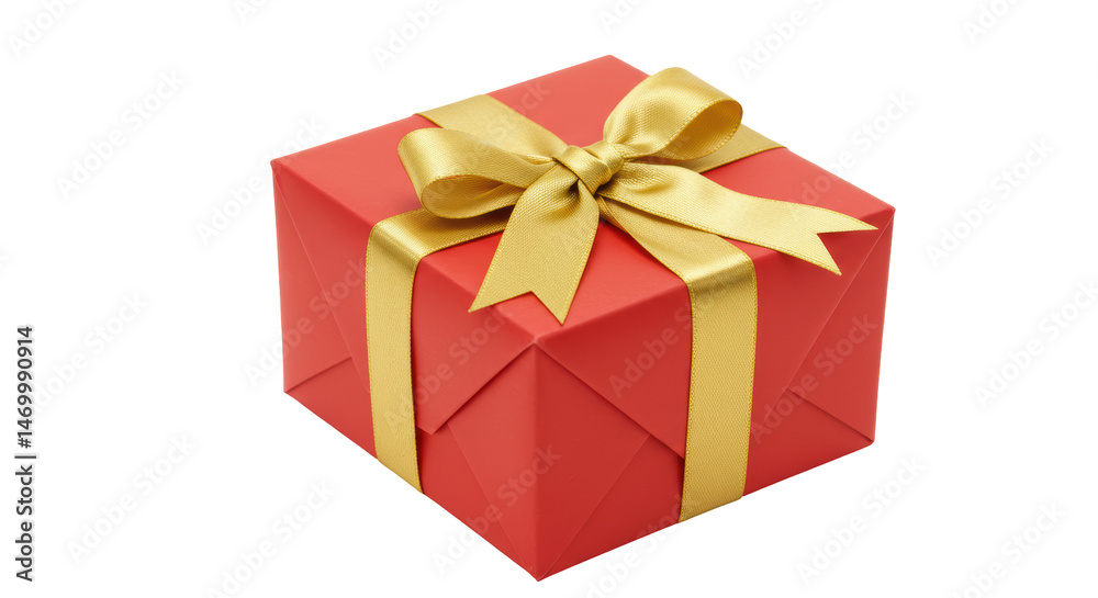 Isolated Red Gift Box with Gold Ribbon Isolated Red Gift Box with Gold Ribbon