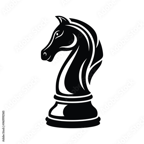 Beautiful Black Horse Head Vector Silhouette Illustration Cartoon, Clipart, Line Art Design on white background.