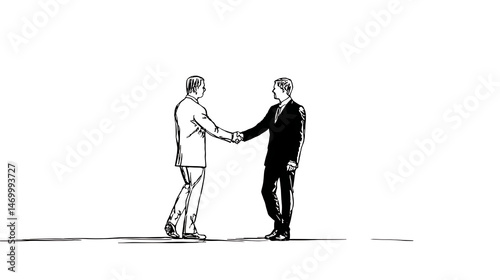Two men shake hands in a business meeting