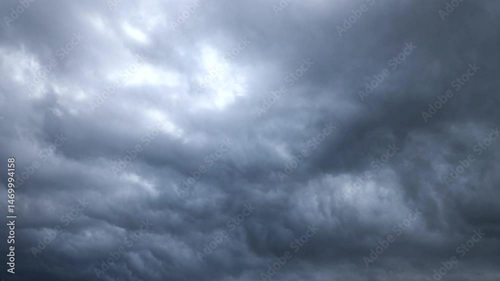flow of clouds in the completely covered sky, storm clouds sky only, clouds moved by the wind time-lapse video background