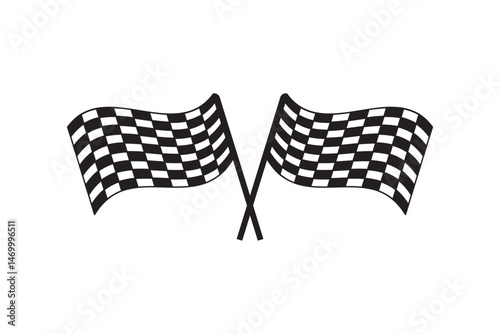 two crossed checkered Flag NASCAR Racing flag, sports finish line flag silhouette vector